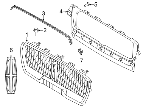 2025 Lincoln Aviator EMBLEM ASY - RADIATOR GRILLE Diagram for LC5Z-8213-AB