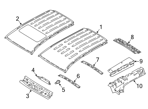 2022 Ford EcoSport Roof Panel Assembly Diagram for GN1Z-7450202-J