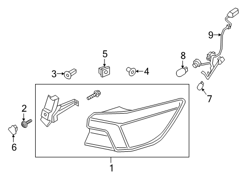 2020 Ford Escape Lamp Assembly Diagram for LJ6Z-13405-E
