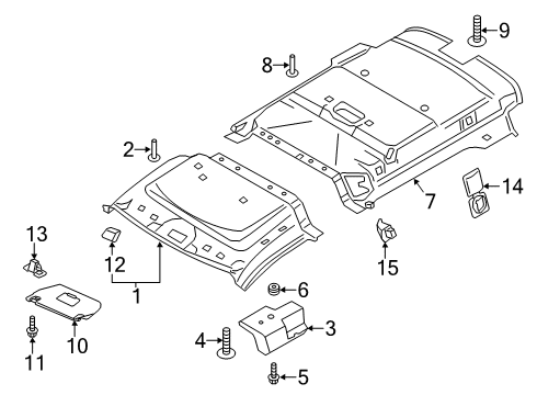 2022 Ford Transit Connect Roof Trim Panel Assembly Rear Diagram for KT1Z-1751942-MC