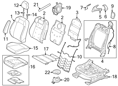 2024 Ford Mustang Seat Back Pad Diagram for PR3Z-7664810-C