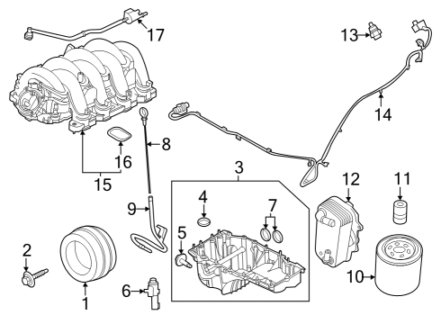 2023 Ford F-250 Super Duty Crankshaft Pulley Diagram for PC3Z-6312-B
