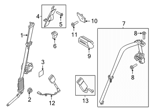 2024 Ford F-150 Seat Belt Assembly Diagram for ML3Z-1661203-AF
