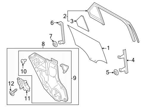 2024 Lincoln Aviator Door Glass Run Diagram for LC5Z-7825767-C