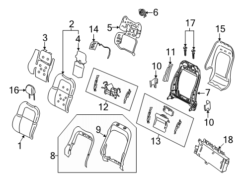 2021 Lincoln Corsair Seat Back Cover Assembly Diagram for LJ7Z-7864416-AC