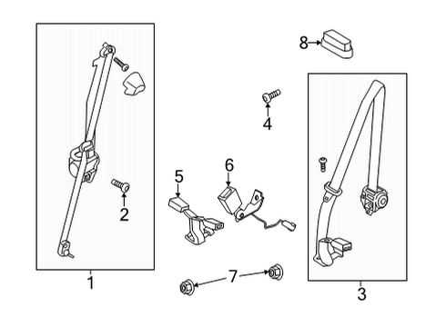 2022 Ford Bronco Seat Belt Assembly Diagram for N2DZ-58611B64-AA