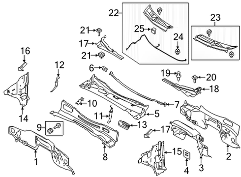 2023 Ford F-150 Dash Panel Insulator Diagram for ML3Z-1501588-A