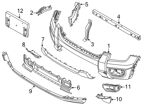 2024 Ford Ranger Front Bumper Assembly Diagram for N1WZ-17D957-CQPTM