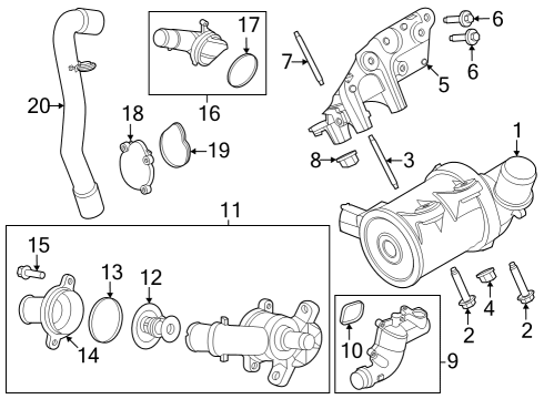 2023 Ford Escape Water Pump Assembly Diagram for LX6Z-8501-F