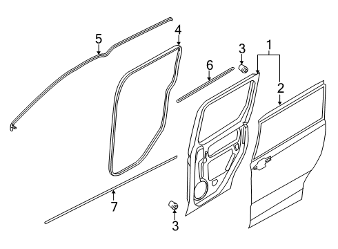 2020 Ford Transit Connect Hinged Side Loading Door Assembly Diagram for KT1Z-1724622-E