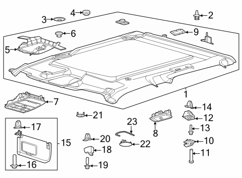 2025 Ford F-250 Super Duty Visor Assembly Sun Diagram for PC3Z-6004105-YJ