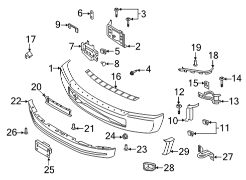 2022 Ford F-350 Super Duty Bumper Mounting Plate Diagram for LC3Z-17B985-A