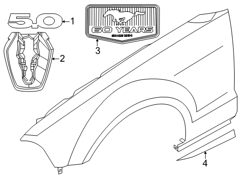 2025 Ford Mustang Name Plate Diagram for PR3Z-16228-E