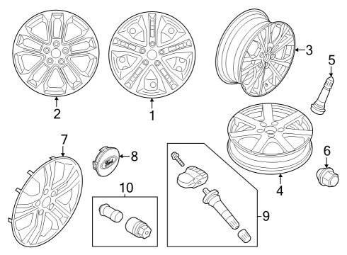 2024 Ford Escape Wheel Cover Diagram for LJ6Z-1130-A
