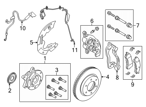 2025 Ford Ranger Wheel Hub Assembly Diagram for MB3Z-1104-H