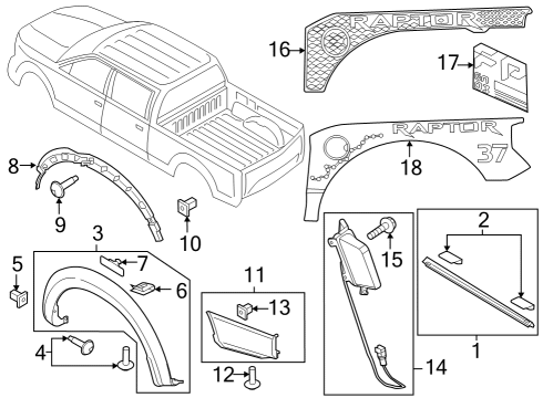 2022 Ford F-150 Moulding Diagram for ML3Z-9929164-AC