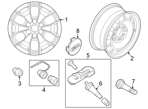 2022 Ford F-150 Lightning Wheel Assembly Diagram for NL3Z-1007-B