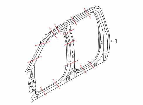 2021 Ford F-150 Door Frame Diagram for ML3Z-16211A11-B