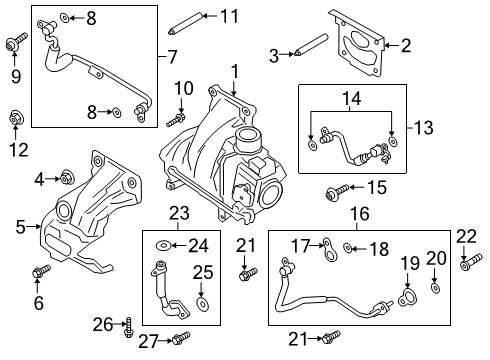 2021 Ford Ranger Turbocharger Assembly Diagram for LB5Z-6K682-E