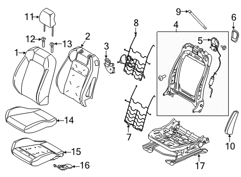 2021 Ford Mustang Seat Back Cover Assembly Diagram for JR3Z-6364416-BE