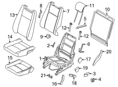 2022 Ford Transit Connect Rear Seat Back Pad Diagram for KT1Z-1766801-D