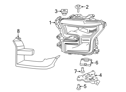 2020 Ford F-150 Lamp Assembly Diagram for HL3Z-13008-M