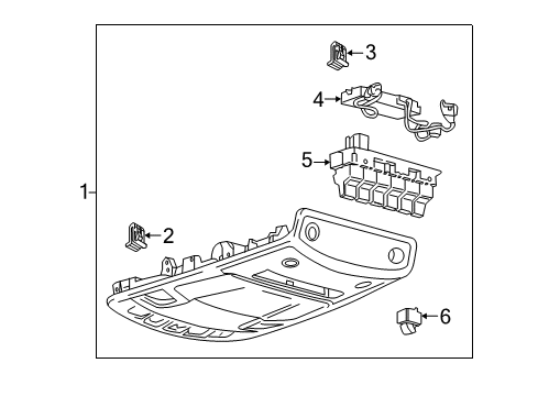 2020 Ford F-350 Super Duty Overhead Console Assembly Diagram for HC3Z-28519A58-LCB
