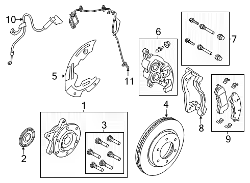 2025 Ford Ranger Wheel Hub Assembly Diagram for MB3Z-1109-F