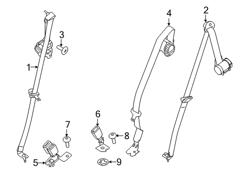 2021 Ford EcoSport Seat Belt Assembly Diagram for GN1Z-58611B68-AB