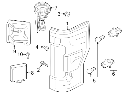 2023 Ford F-250 Super Duty Rear Lamp Assembly Stop And Flas Diagram for PC3Z-13404-E
