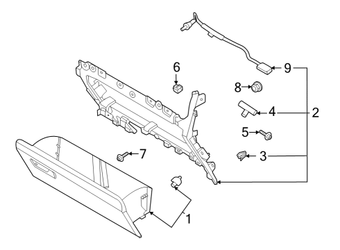 2025 Ford F-150 Lightning Compartment Glove Co Drive Diagram for ML3Z-1506010-BG