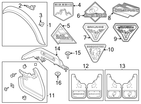 2022 Ford Bronco Name Plate Diagram for M2DZ-16720-E