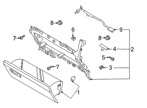 2022 Ford F-150 Compartment Glove Co Drive Diagram for ML3Z-1506010-BD
