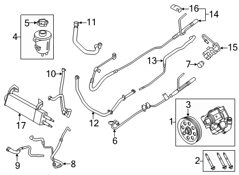 2020 Ford F-350 Super Duty Power Steering Pump Assembly Diagram for HC3Z-3A674-Q