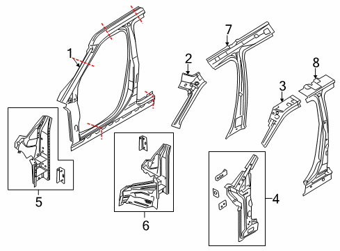 2019 Ford Police Interceptor Utility Door Frame Diagram for FB5Z-78211A11-B