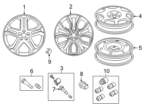 2022 Ford Edge Wheel Assembly Diagram for NT4Z-1007-A