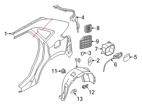 2023 Ford Edge Panel Body Side Rear Diagram for KT4Z-5827841-B