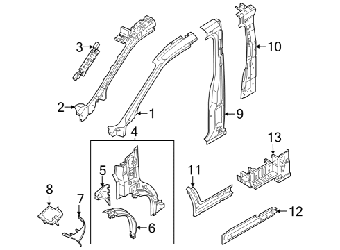 2025 Ford E-Transit PANEL ASY - WHEELHOUSE - INNER Diagram for BK3Z-16102-X