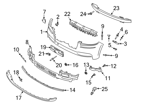 2020 Lincoln Aviator Front Bumper Assembly Diagram for LC5Z-17D957-CBPTM