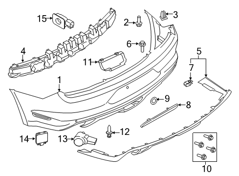 2021 Ford Mustang Extension Bumper Diagram for KR3Z-17F828-AA
