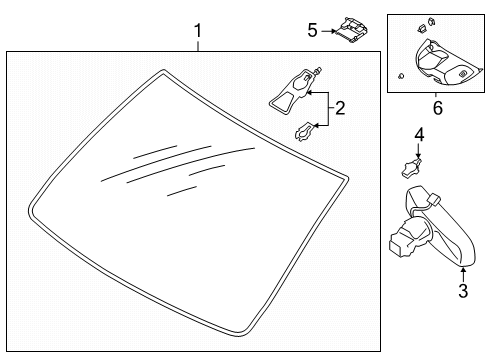 2025 Lincoln Corsair Windscreen Glass Diagram for PJ7Z-7803100-G