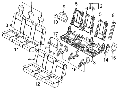 2024 Ford Transit Rear Seat Cushion Cover Assembly Diagram for LK4Z-9963804-SD