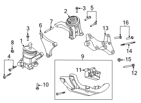 2022 Ford Explorer Engine Front Support Bracket Diagram for R1MZ-6028-C