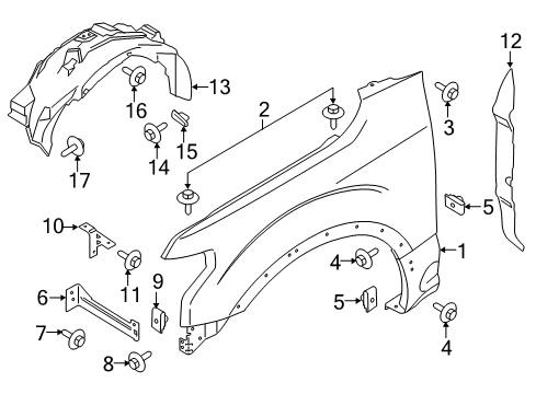 2020 Ford F-150 Front Fender Assembly Diagram for VL3Z-16005-D