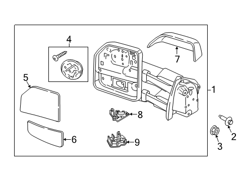 2020 Ford F-150 Mirror Assembly Rear View Outer Diagram for LC3Z-17683-AB