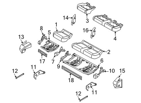2024 Ford F-150 Rear Seat Cushion Cover Assembly Diagram for PL3Z-1663805-AA