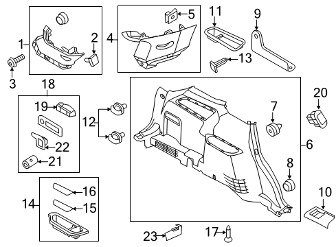 2019 Ford Police Interceptor Utility Quarter Trim Assembly Diagram for FB5Z-7831013-AH