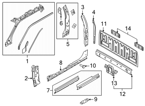 2021 Ford F-150 Body Side Rail Assembly Upper Diagram for ML3Z-1851186-A