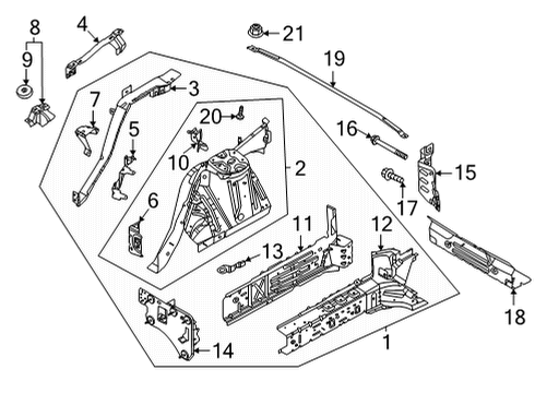 2023 Ford Mustang Mach-E Front Fender Apron Assembly Diagram for LJ9Z-16055-D