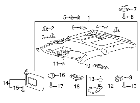 2020 Ford F-150 Headlining - Roof Diagram for KL3Z-1851944-AC